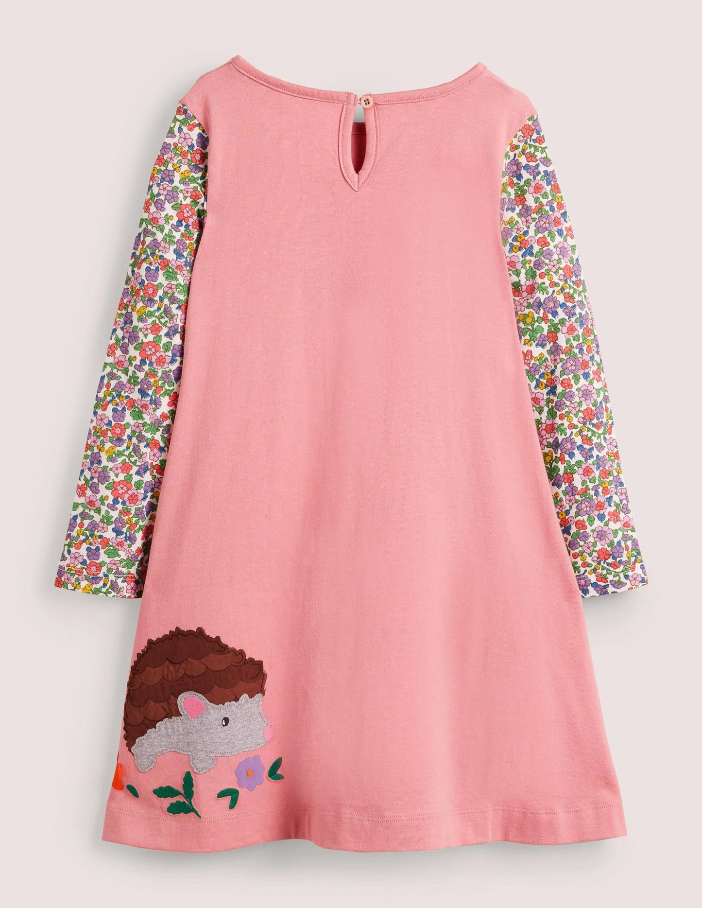 Big Appliqué Dress-Pink Hedgehogs