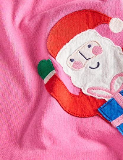 Big Appliqué Dress-Tickled Pink Christmas Friends