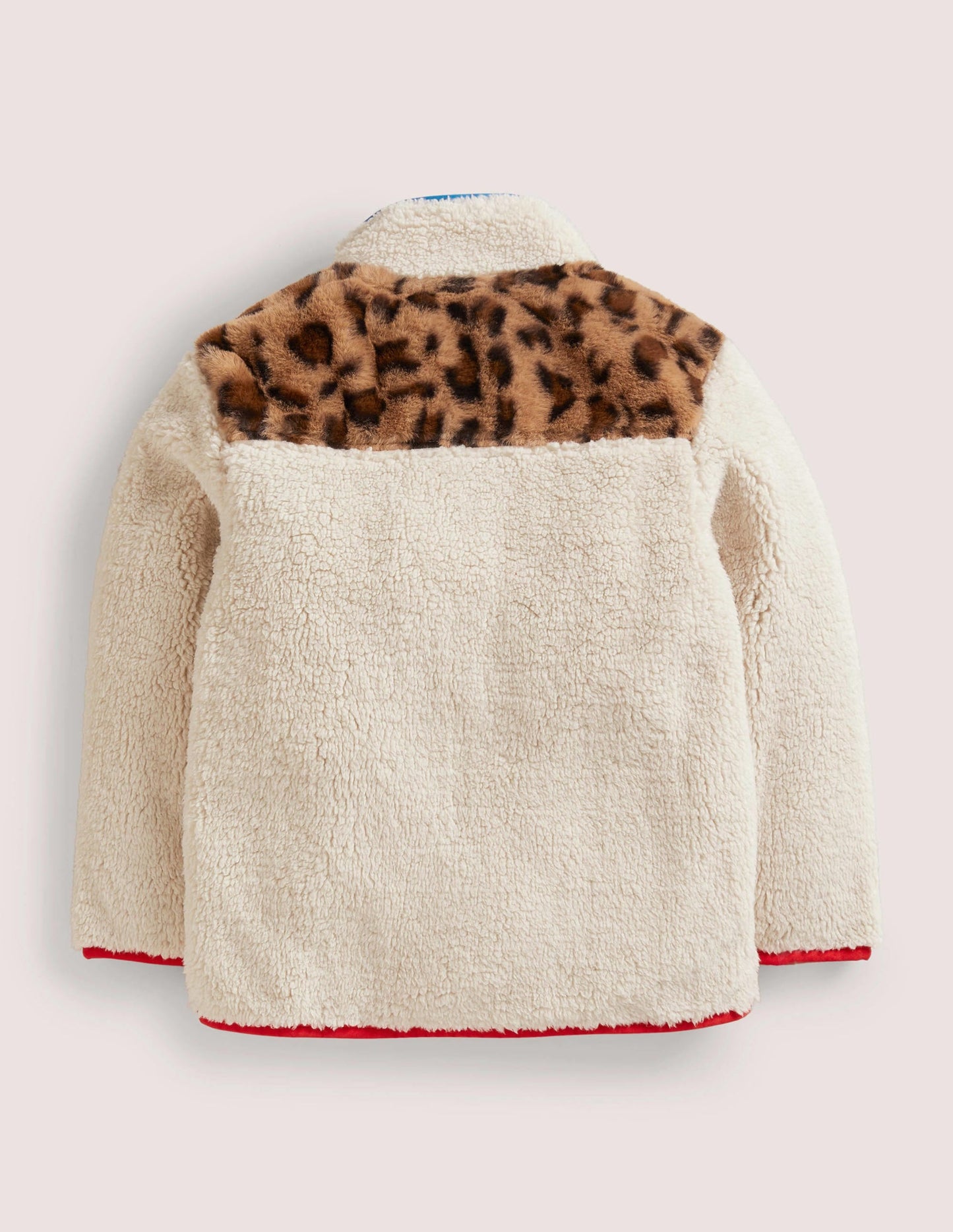 Borg Jacket-Ivory/Leopard Colourblock