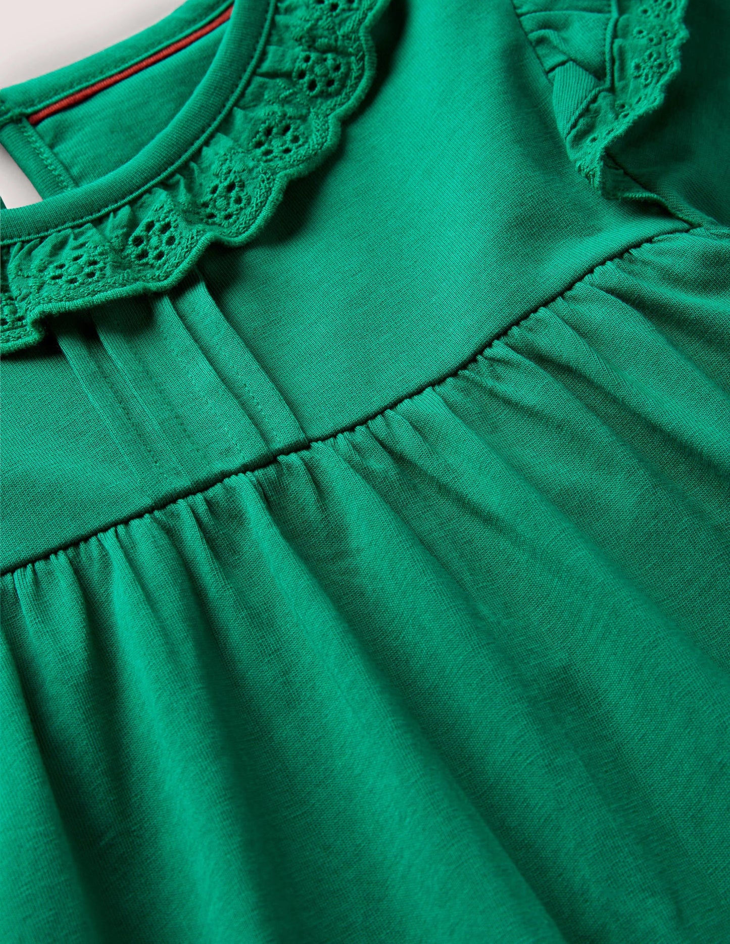Broderie Frill Dress-Shady Glade Green