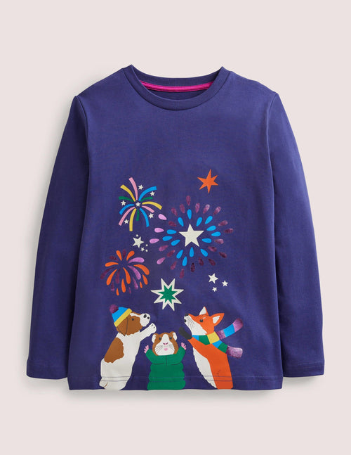 Bonfire Party T-shirt-Starboard Blue Animals