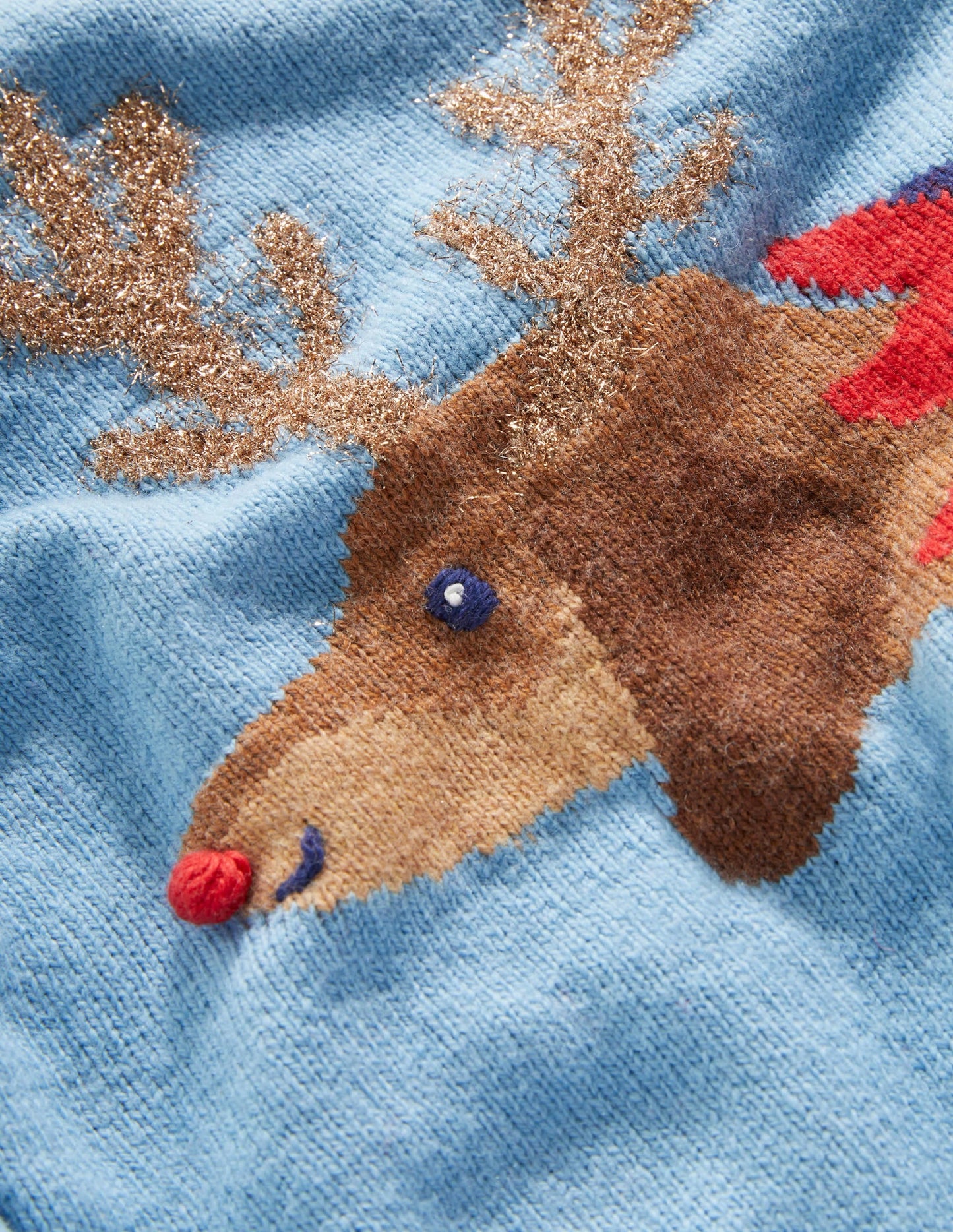 Blue Festive Dog Print Christmas Sweater-Dusty Blue Dog Cracker