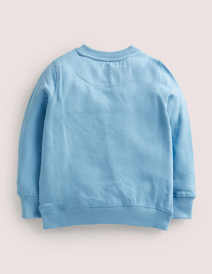 Blue Reindeer Embroidered Sweatshirt-Dusty Blue Reindeer