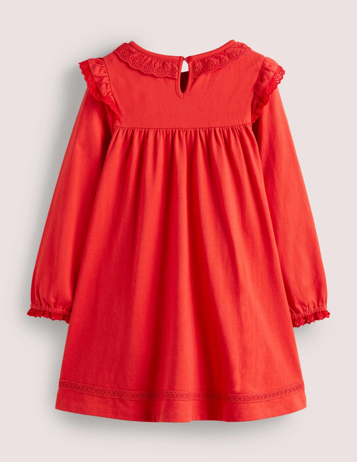 Broderie Frill Dress-Rockabilly Red
