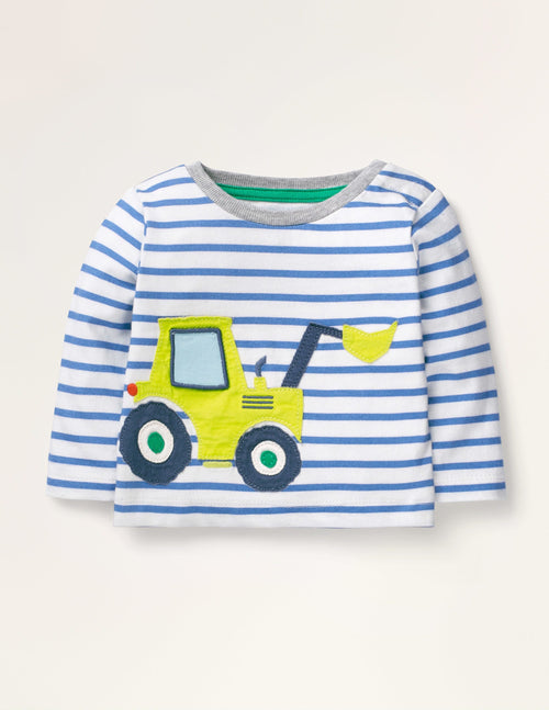 Big Appliqué T-shirt-White/Duke Blue Digger