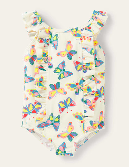 Bow Back Swimsuit-Ivory Butterflies