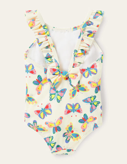 Bow Back Swimsuit-Ivory Butterflies