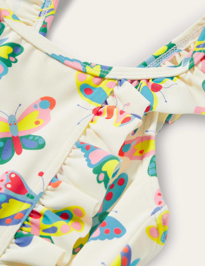 Bow Back Swimsuit-Ivory Butterflies