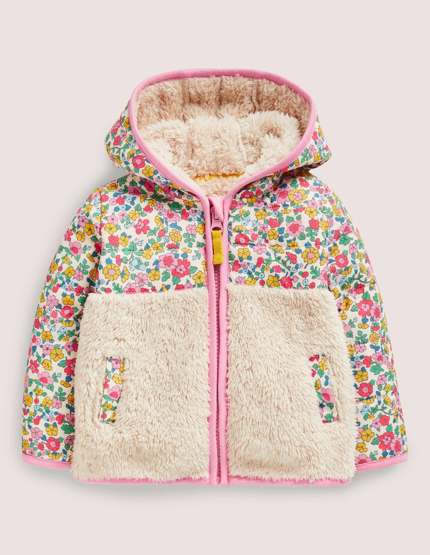 Borg Zip-Up Jacket-Oatmeal
