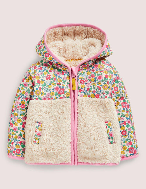 Borg Zip-Up Jacket-Oatmeal