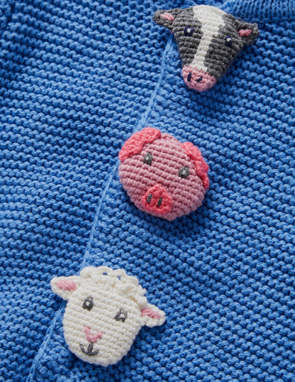 Blue Farm Animal Knitted Cardigan-Elizabethan Blue Farm Animal