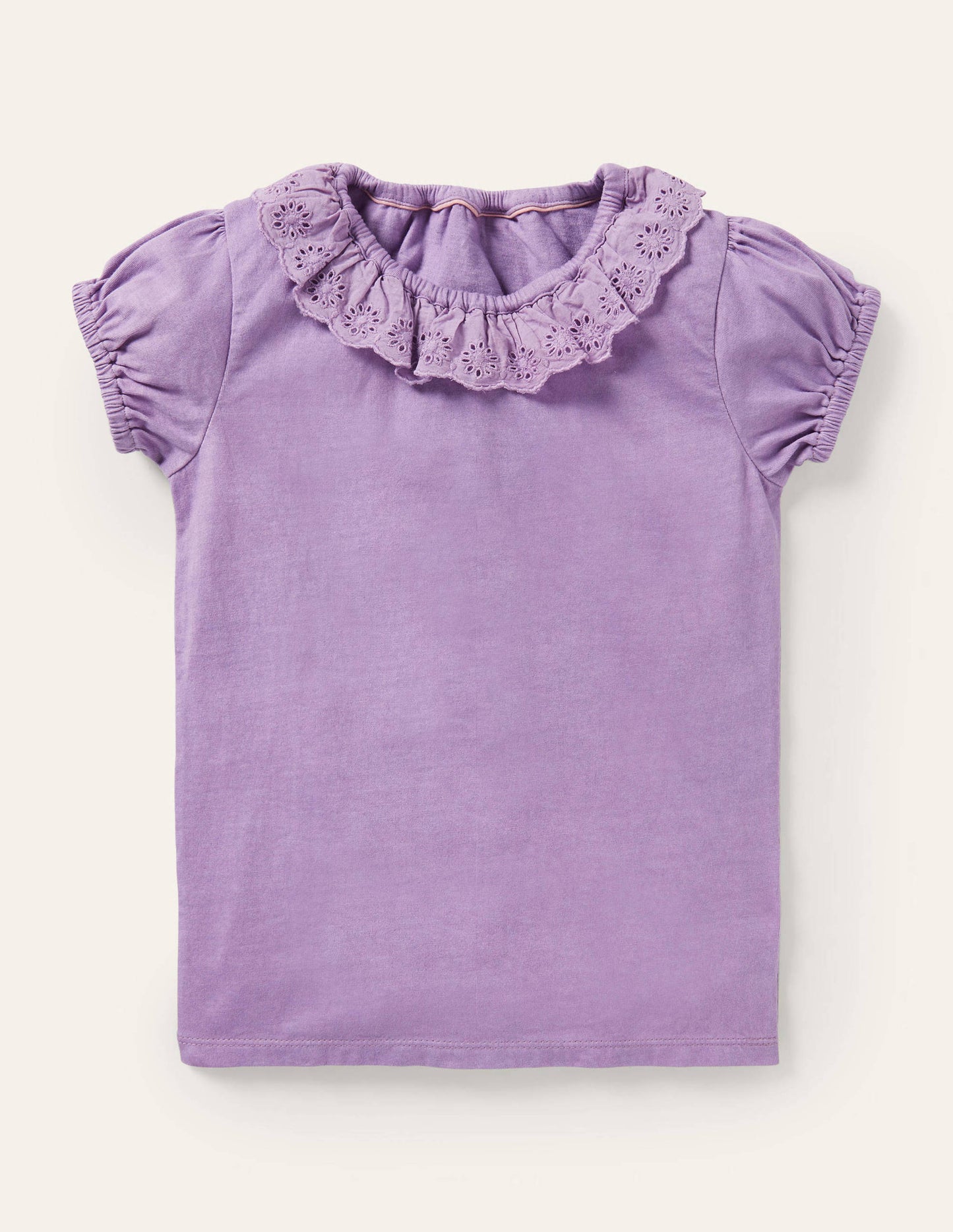 Broderie Collar Jersey Top-Aster Purple