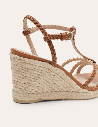 Braided Espadrille Wedges-Tan