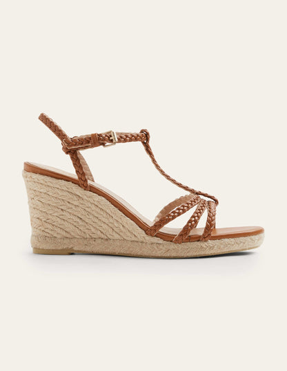 Braided Espadrille Wedges-Tan