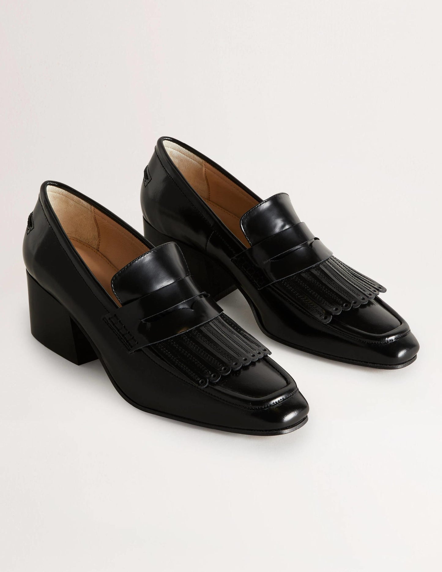Block Heel Loafers-Black