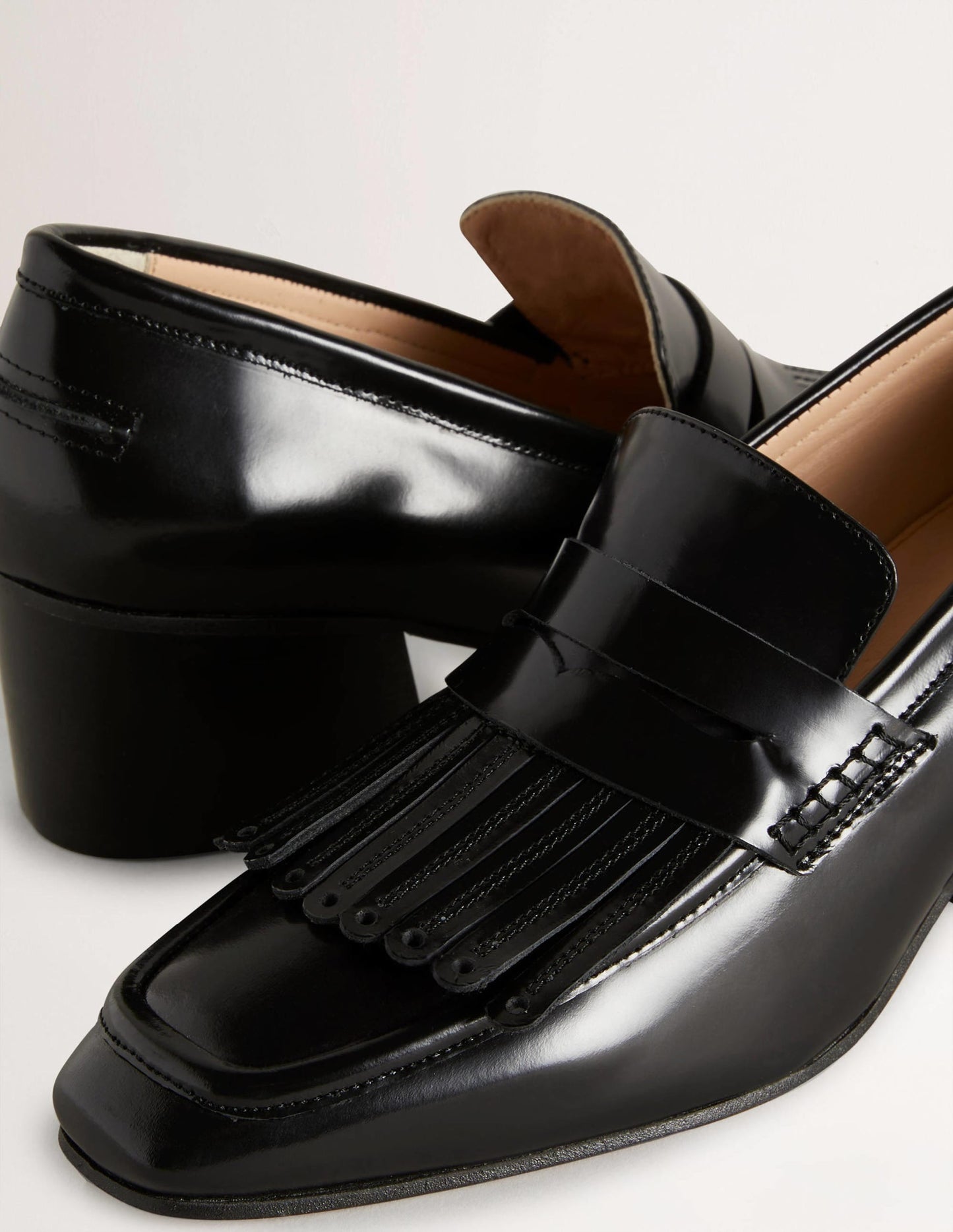 Block Heel Loafers-Black