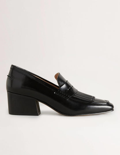 Block Heel Loafers-Black