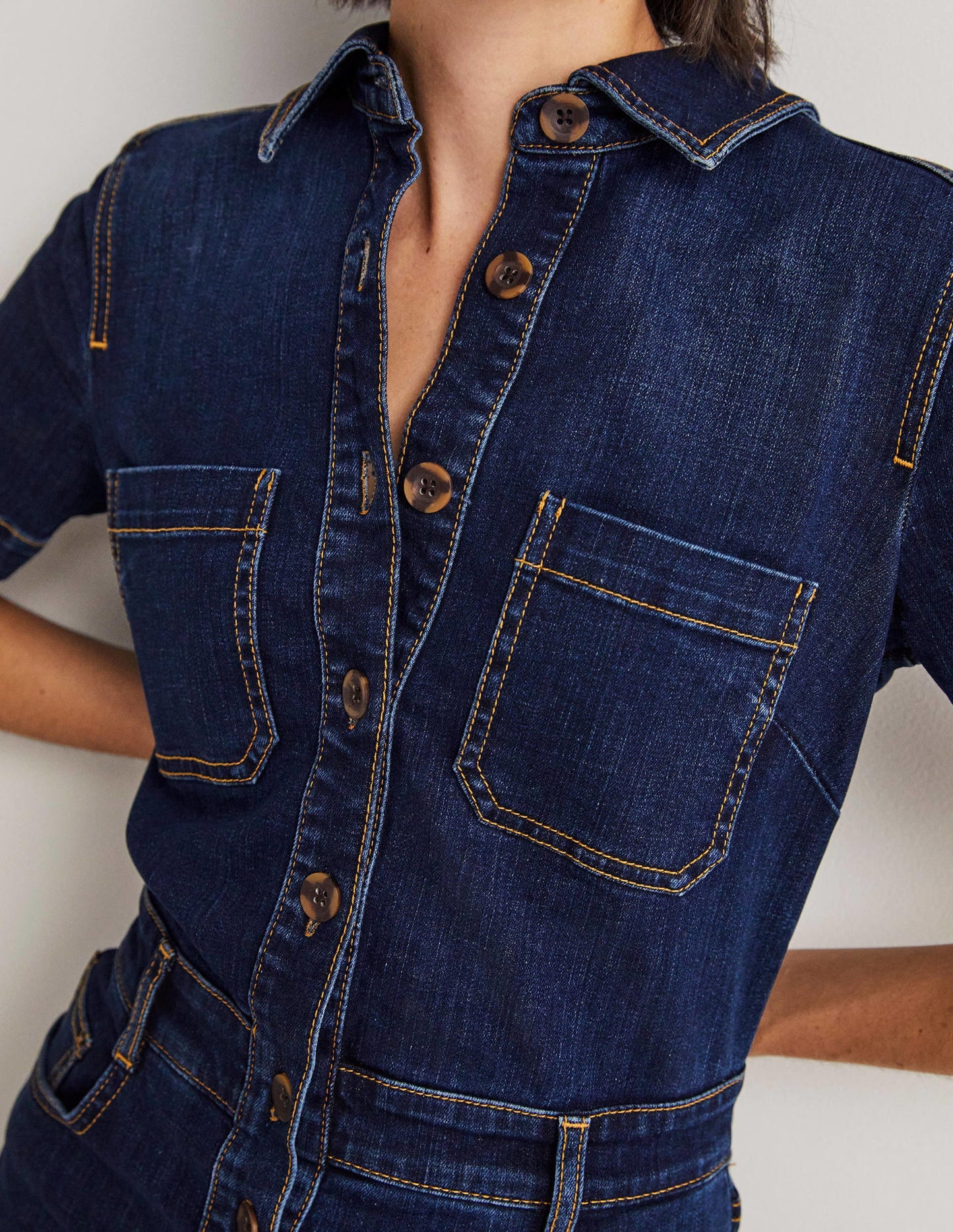 Bootcut Denim Jumpsuit-Indigo