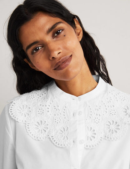 Broderie Collar Shirt-White