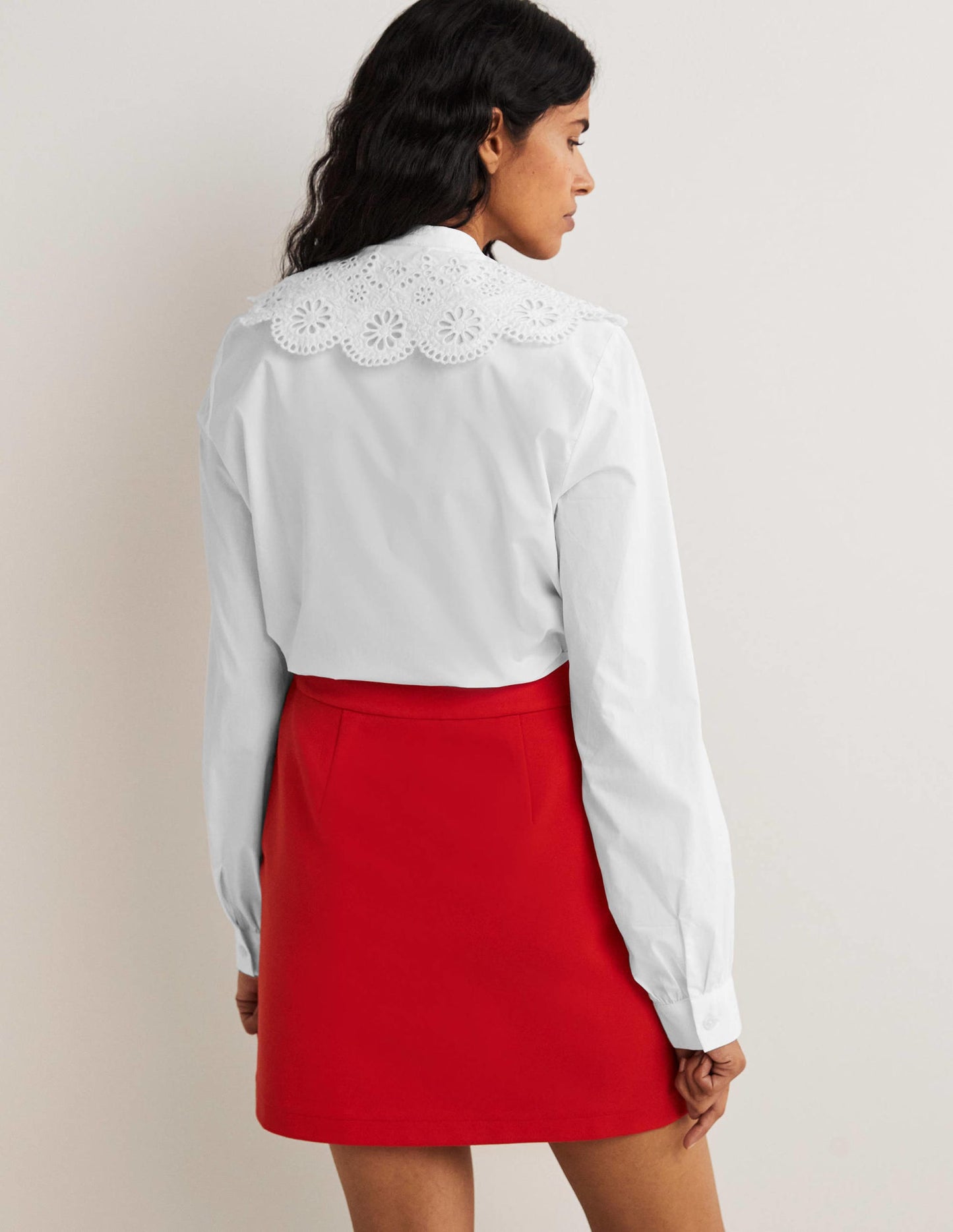Broderie Collar Shirt-White