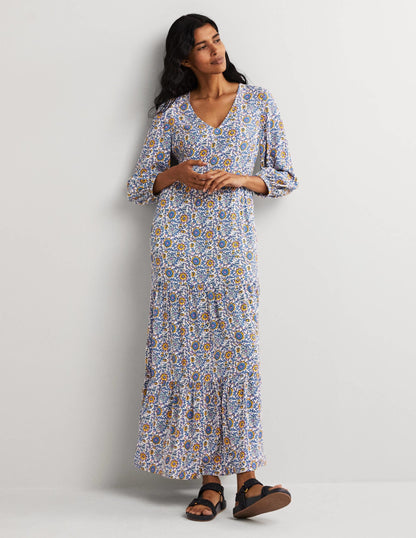 Blouson Sleeve Maxi Dress-Ivory, Enchanting Twig