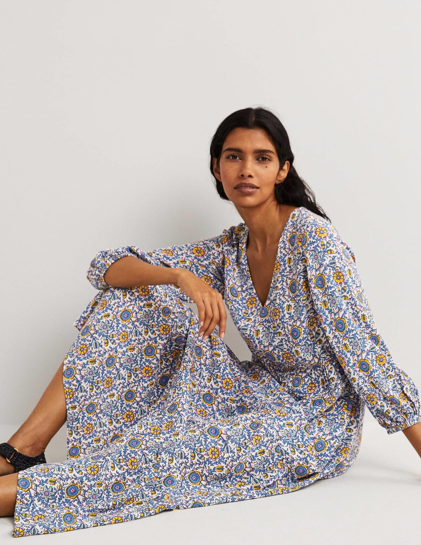 Blouson Sleeve Maxi Dress-Ivory, Enchanting Twig