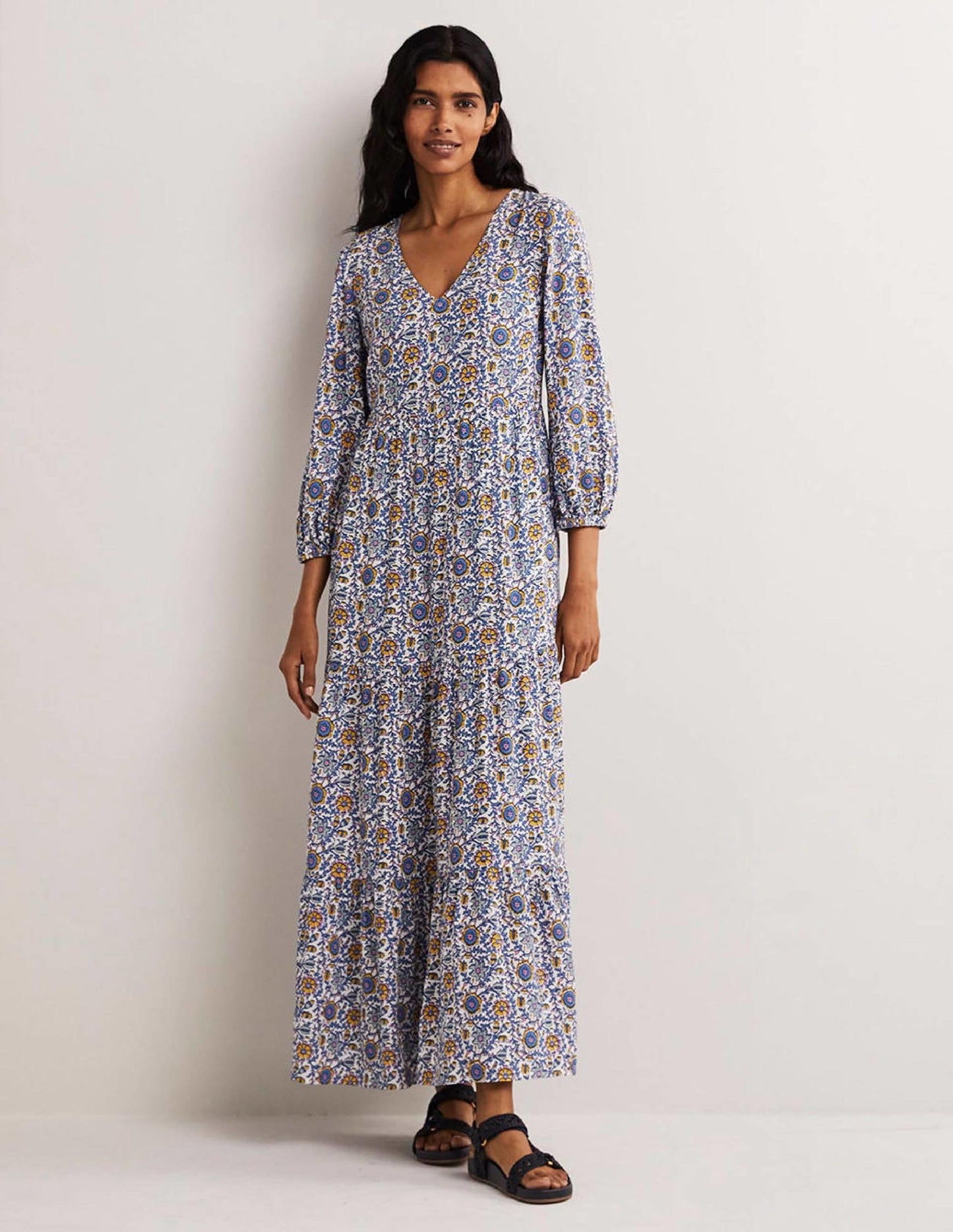 Blouson Sleeve Maxi Dress-Ivory, Enchanting Twig