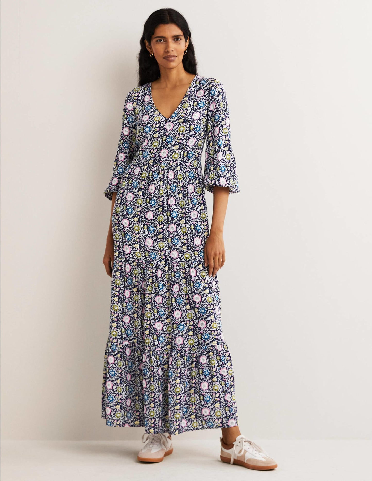 Blouson Sleeve Maxi Dress-Navy, Enchanting Twig