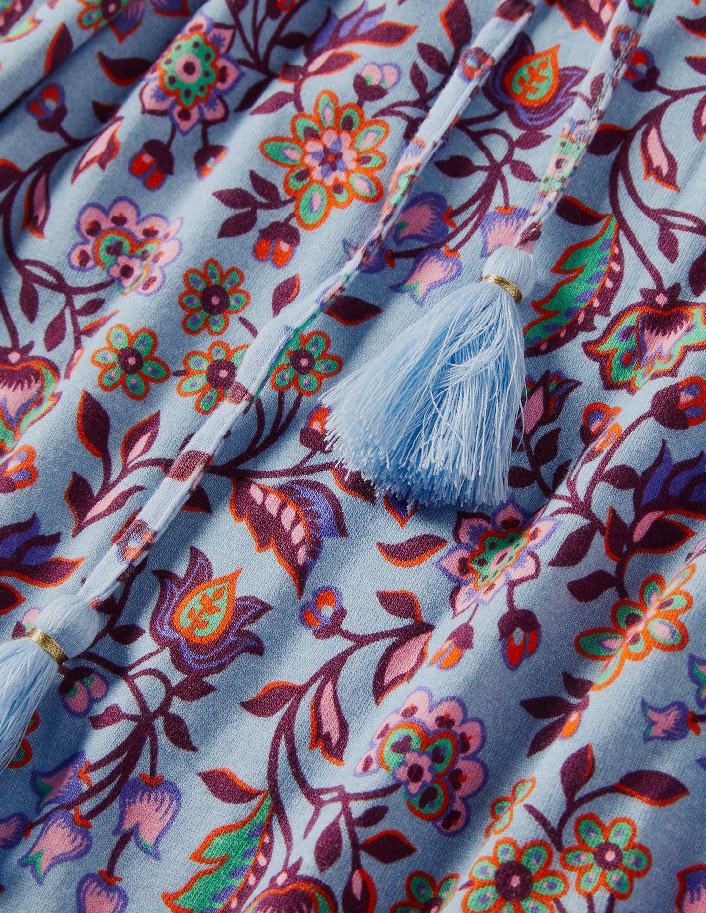 Belted Jersey Midi Dress-Dusty Blue Oriental Meadow