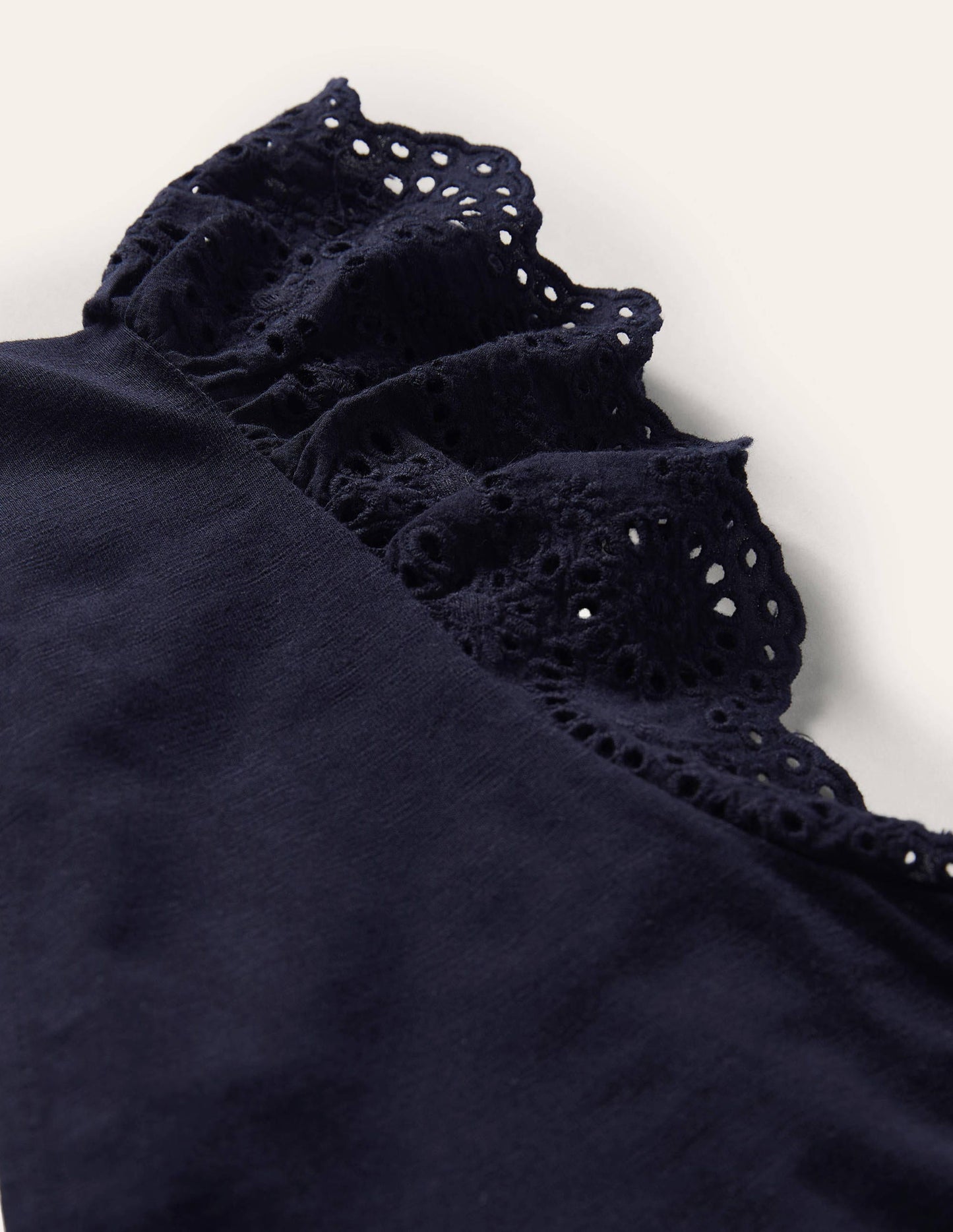Broderie Mix Jersey Maxi Dress-Navy