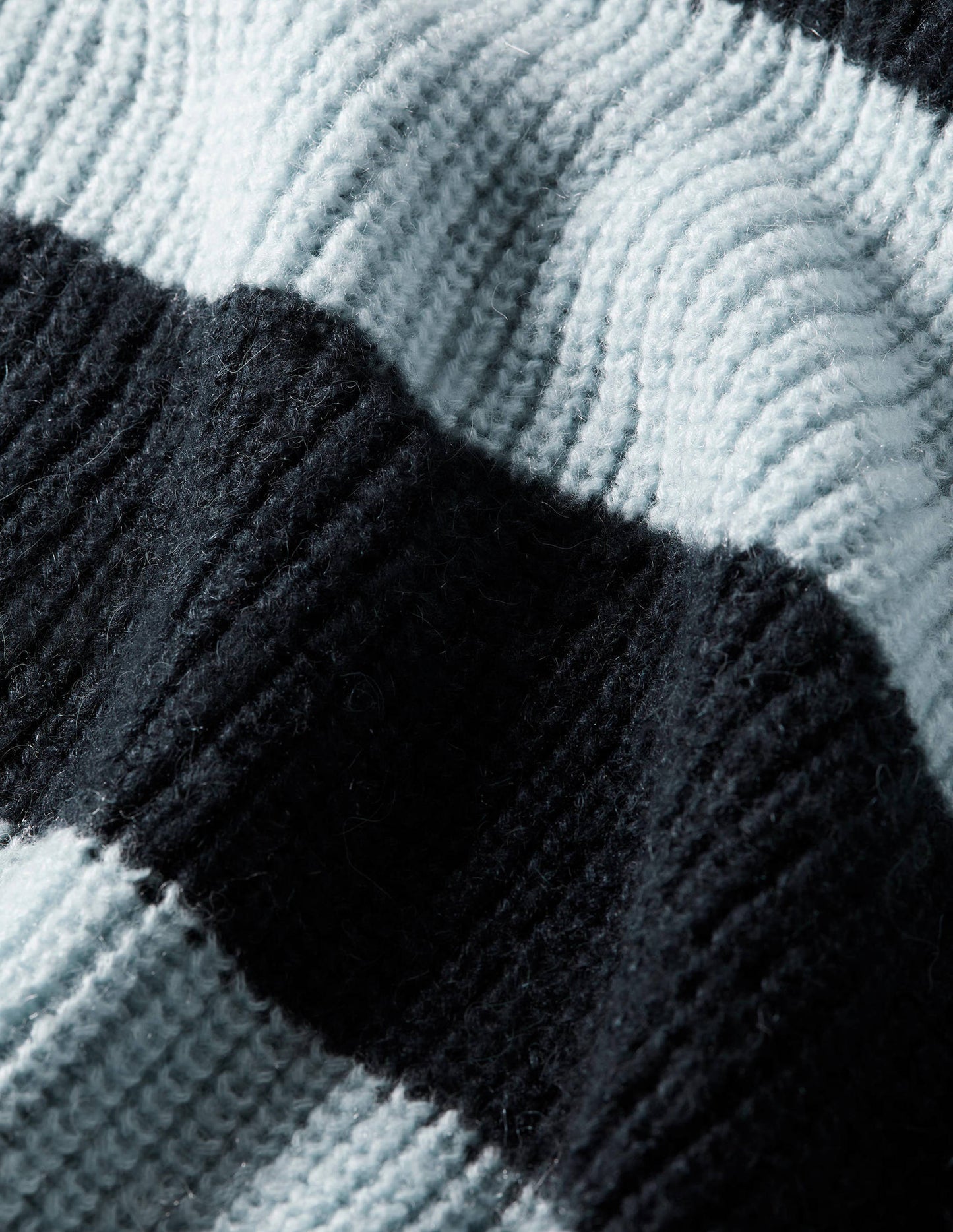 Blouson Cuff Fluffy Sweater-Blue Multistripe