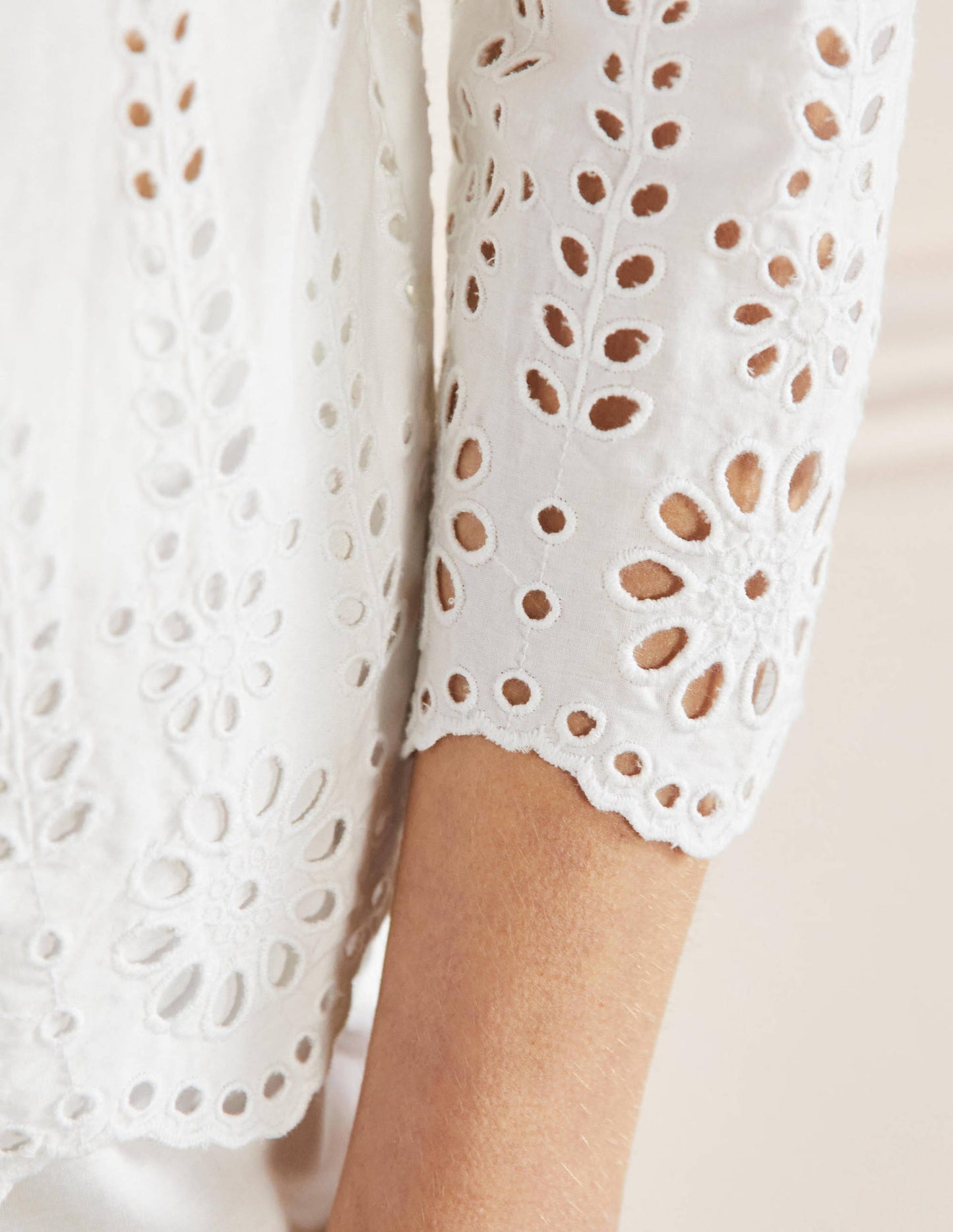 Broderie Pajama Set-White