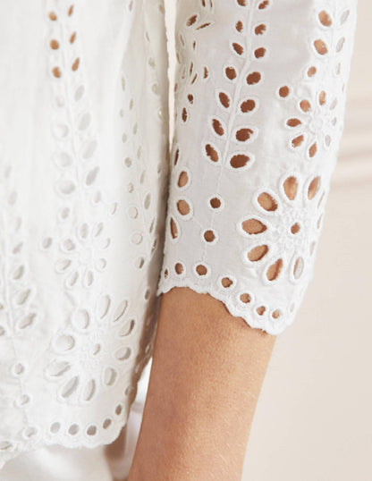 Broderie Pajama Set-White