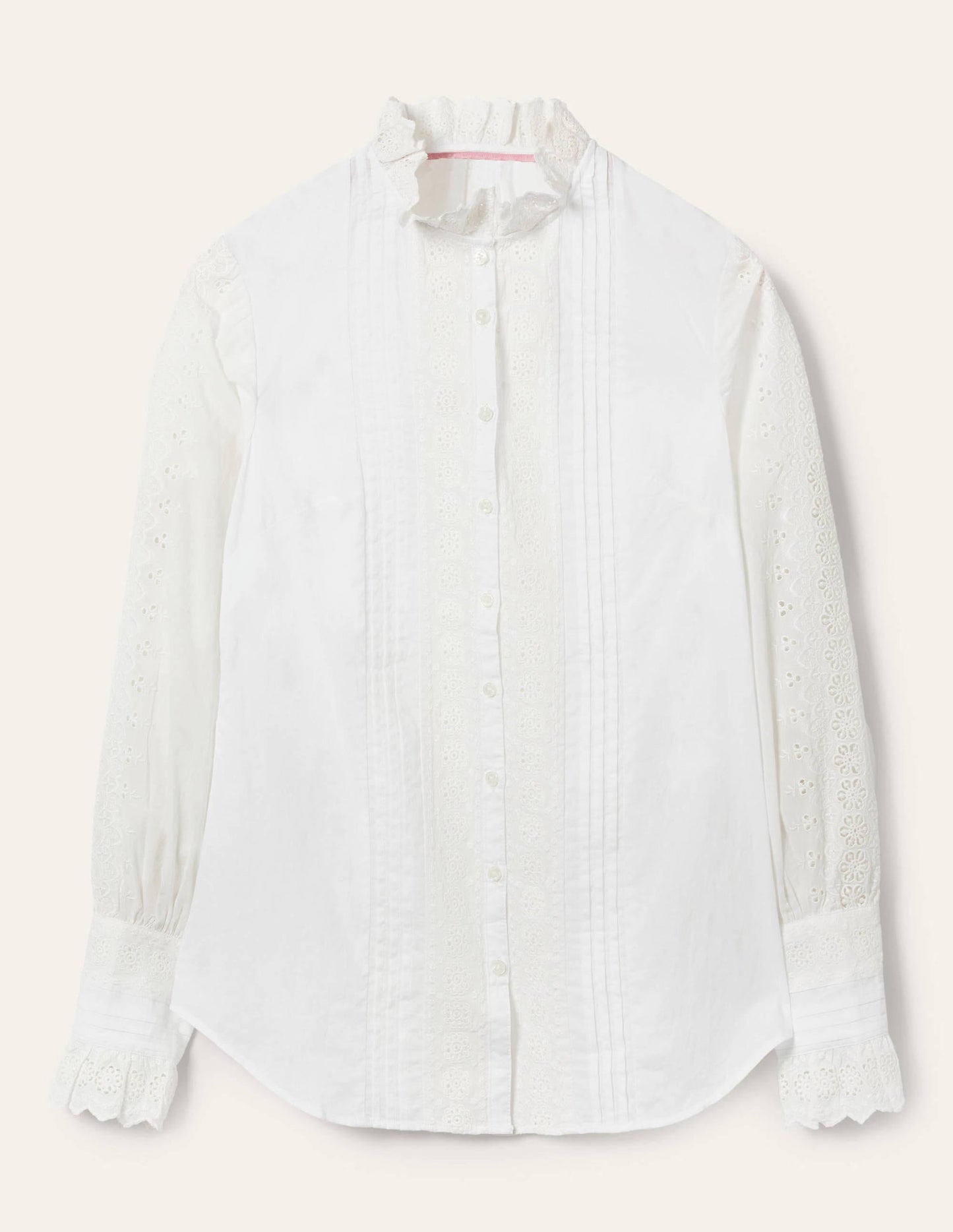 Broderie Trim Blouse-White