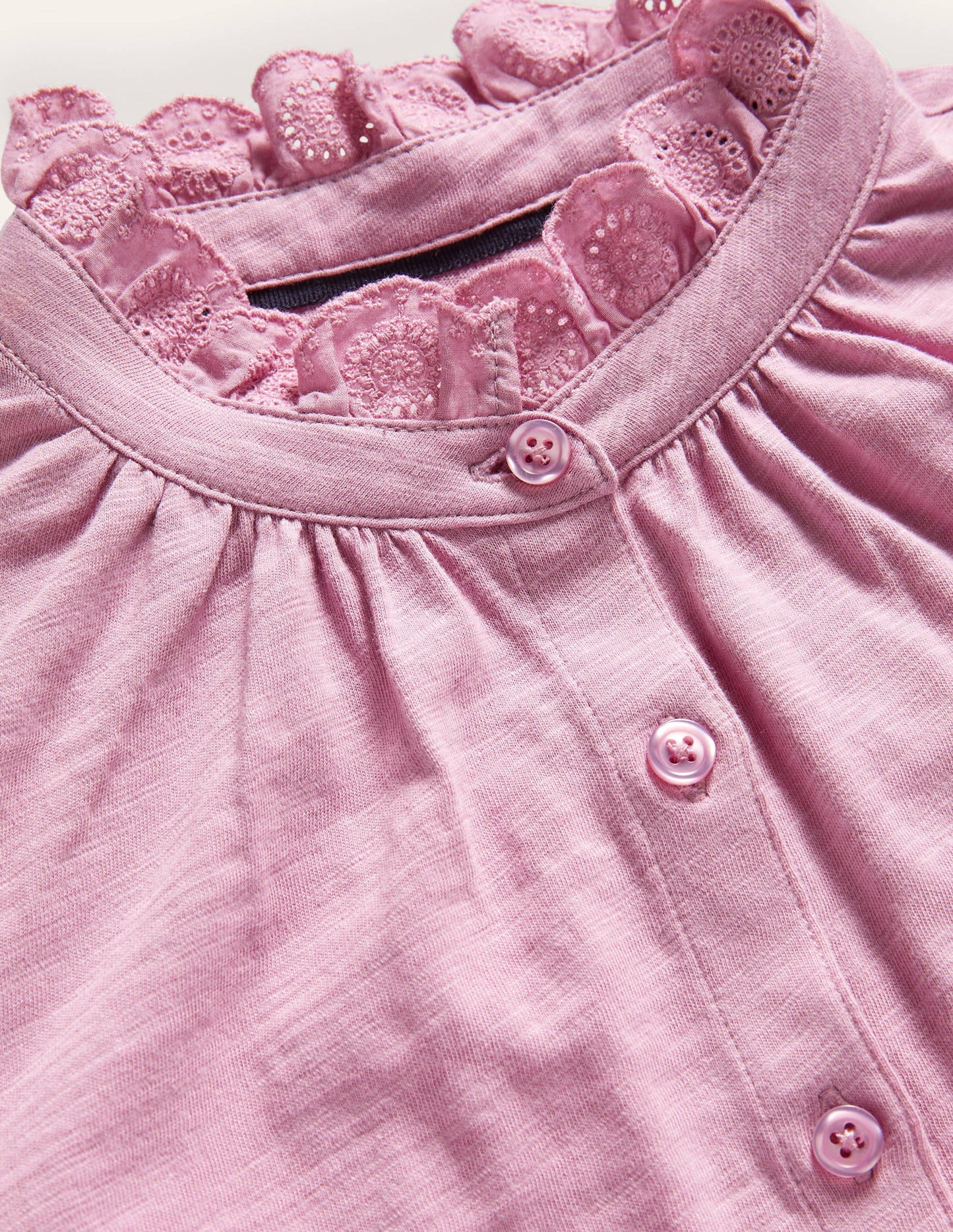 Broderie Trim Jersey Shirt-Orchid Haze