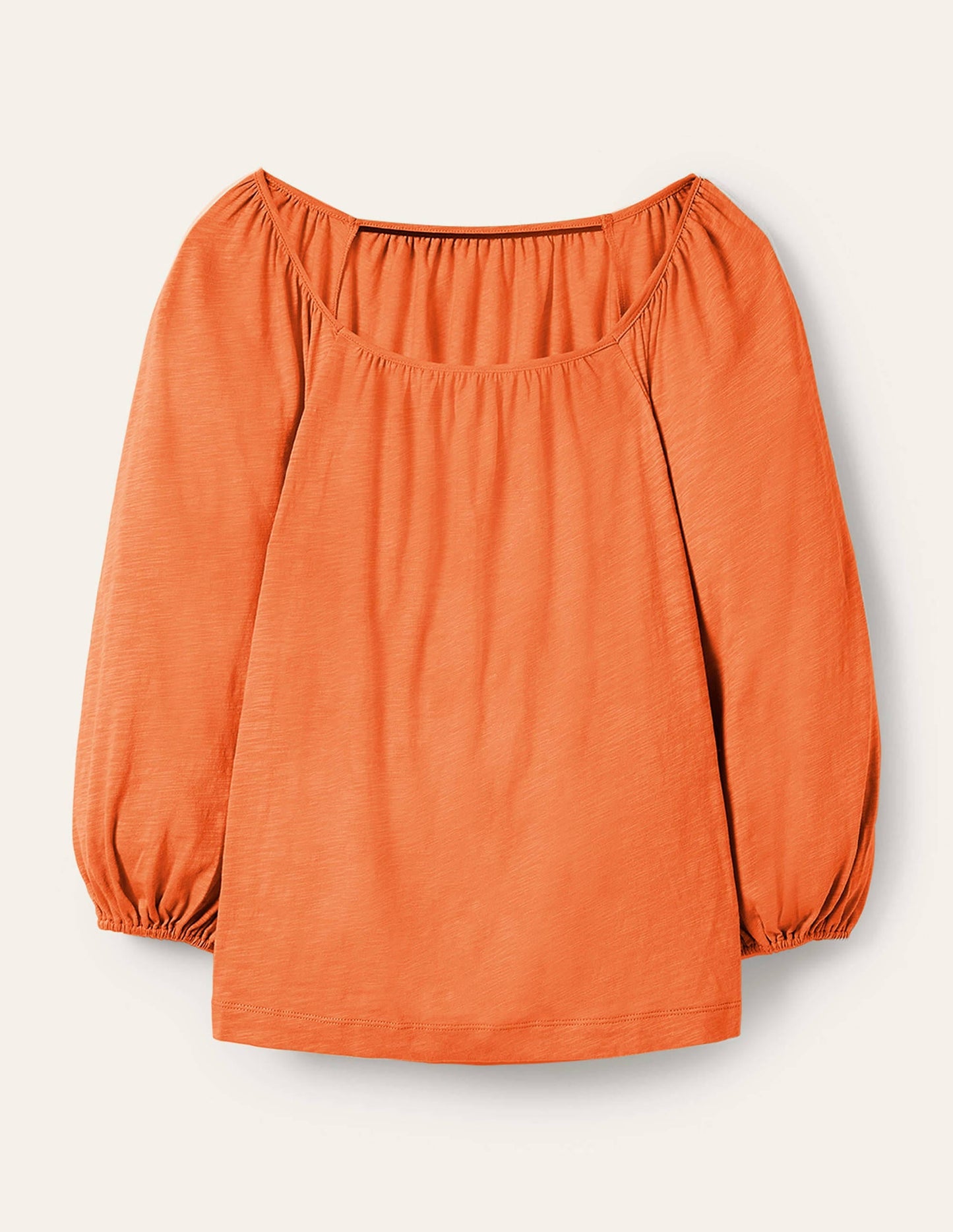 Blouson Sleeve Cotton Top-Dusty Orange