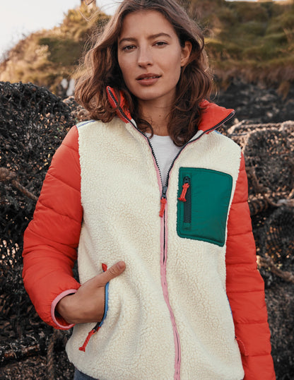 Borg Mix Puffer Jacket-Rope/Firecracker