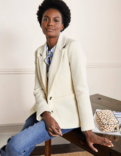 Bella Textured Wool Blazer-Ivory