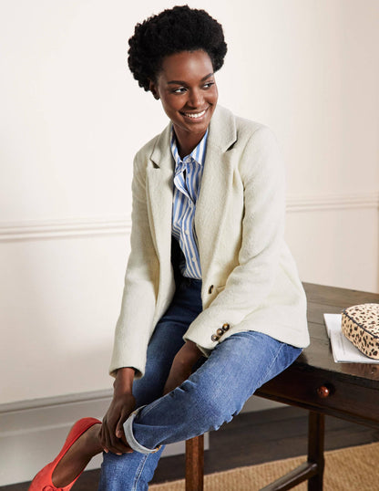 Bella Textured Wool Blazer-Ivory