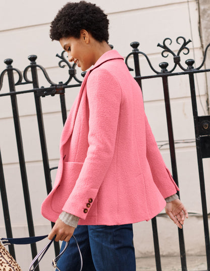 Bella Textured Wool Blazer-Azalea Pink