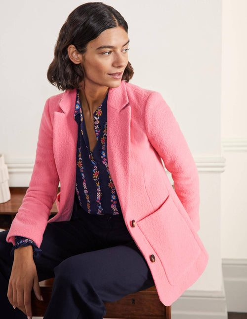 Bella Textured Wool Blazer-Azalea Pink