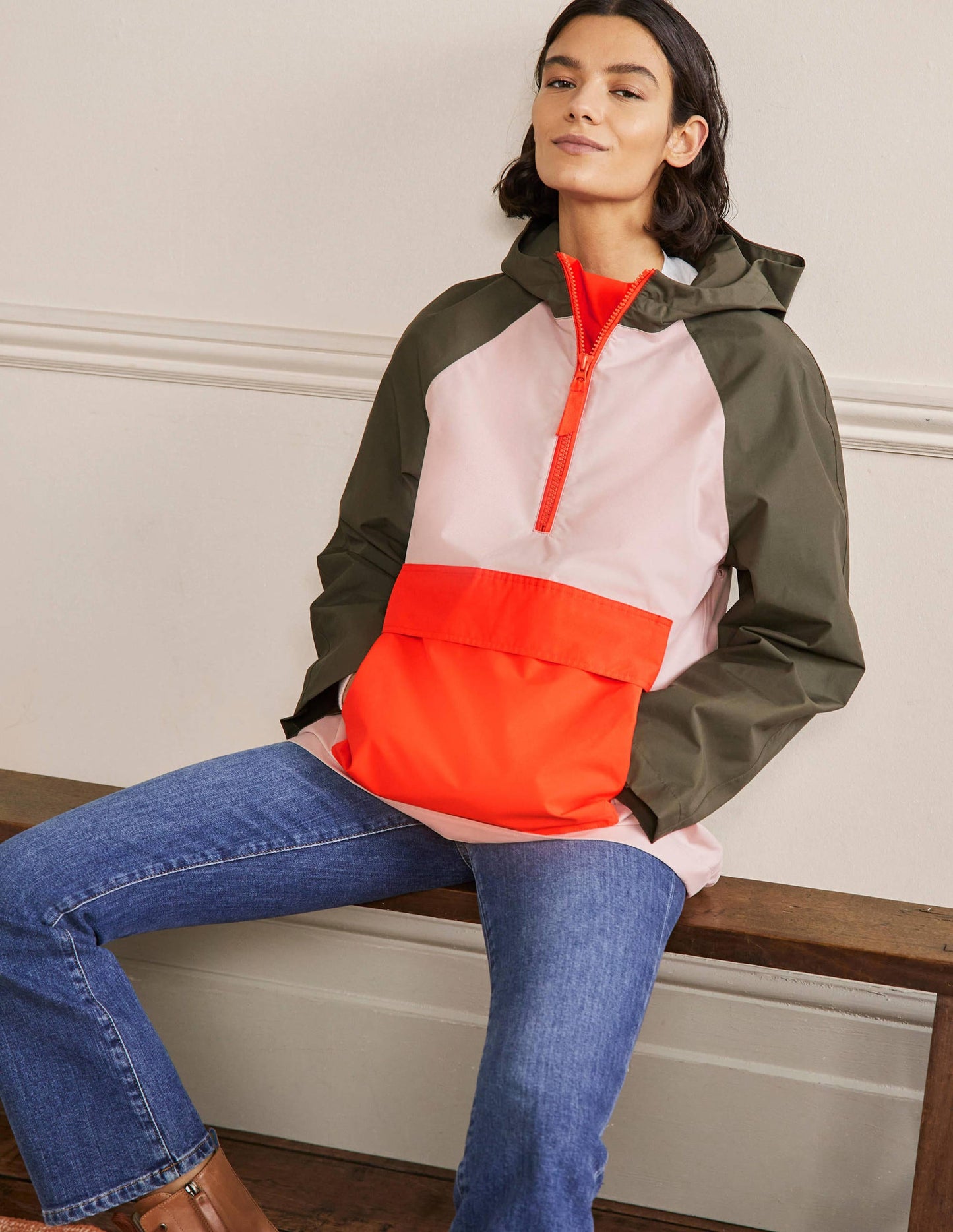 Belle Packaway Anorak-Milkshake/Khaki