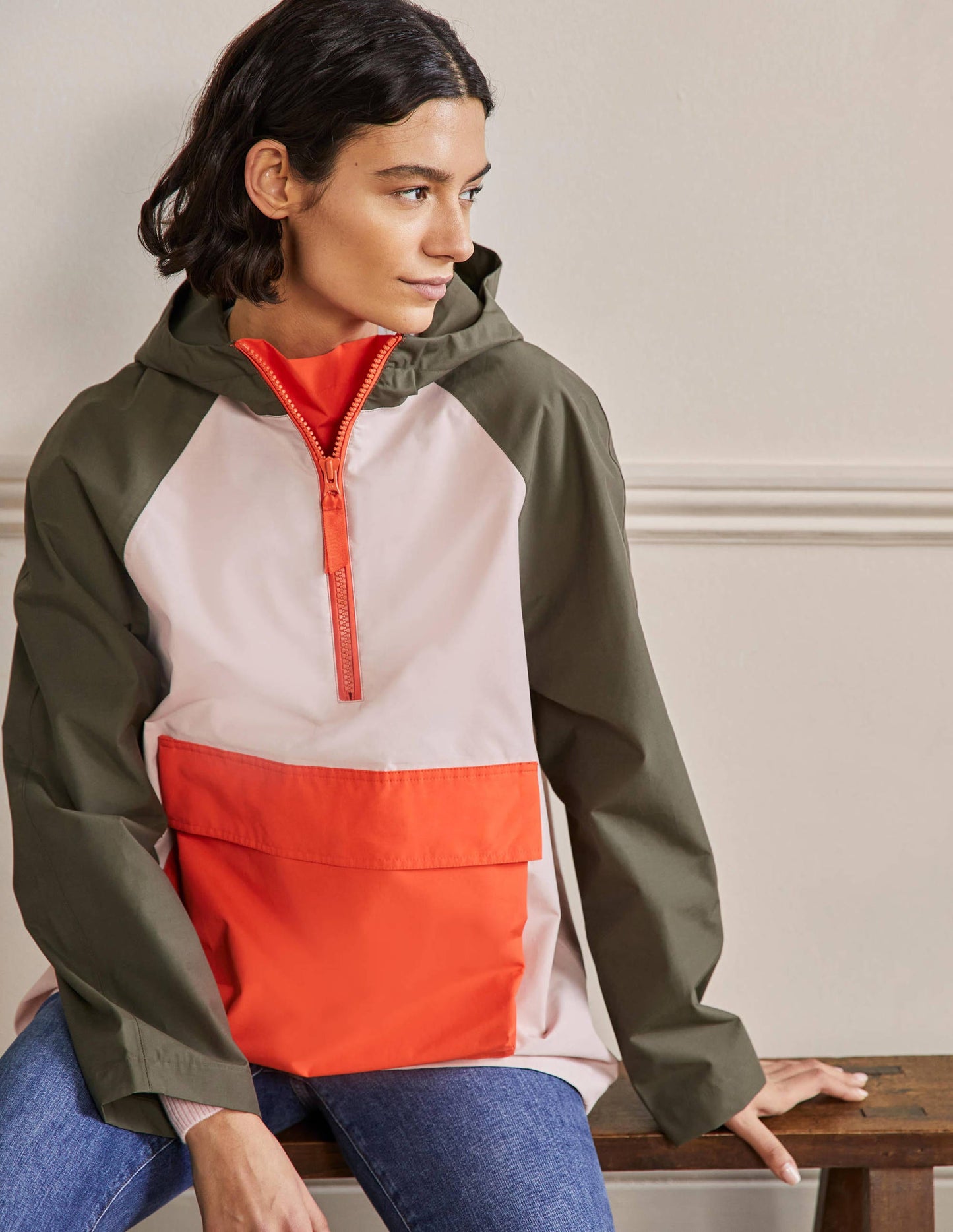 Belle Packaway Anorak-Milkshake/Khaki