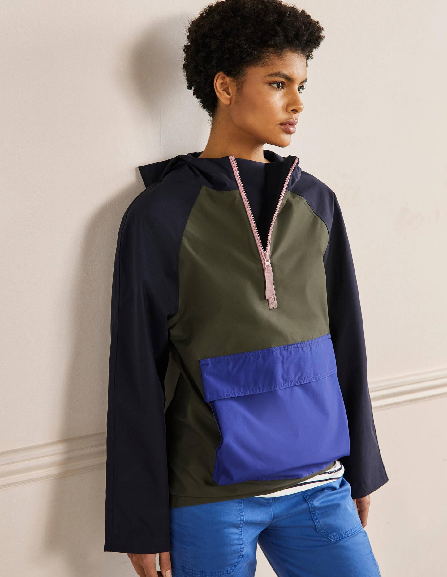 Belle Packaway Anorak-Navy/Khaki