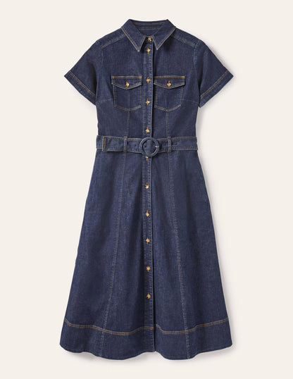 Belted Midi Shirt Dress-Mid Vintage