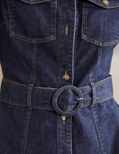Belted Midi Shirt Dress-Mid Vintage
