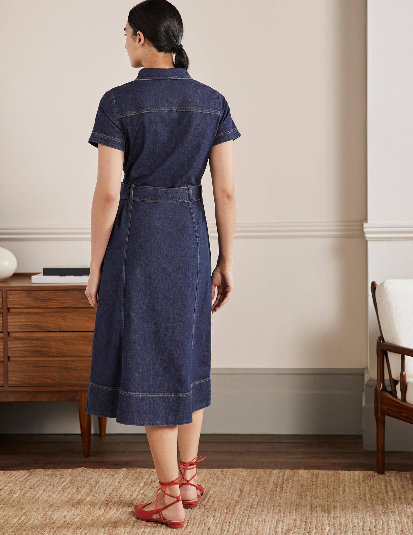 Belted Midi Shirt Dress-Mid Vintage