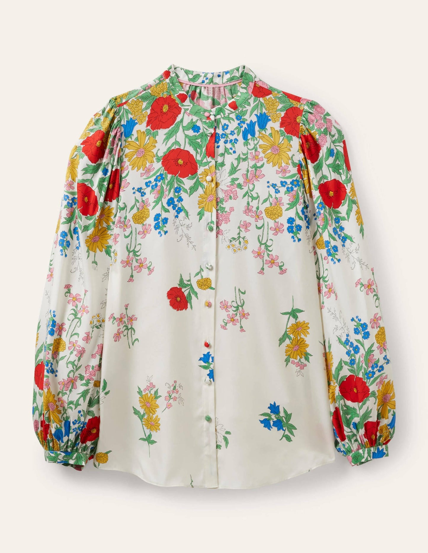 Blouson Sleeve Blouse-Ivory,  Botanical Terrace