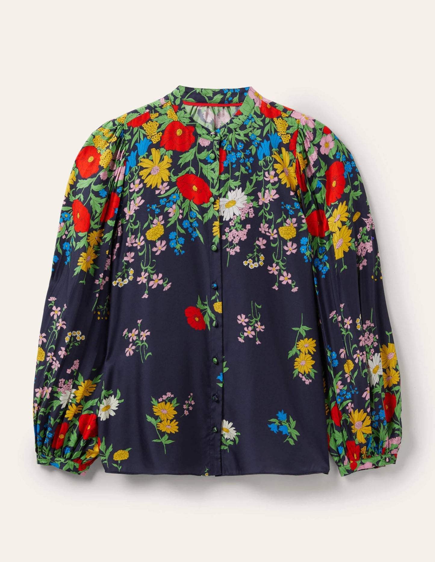 Blouson Sleeve Blouse-Navy, Botanical Terrace