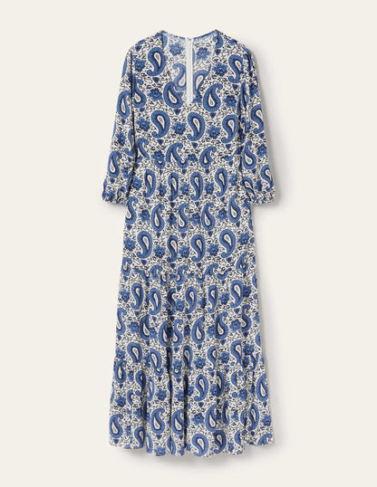 Blouson Sleeve Maxi Dress-Hyacinth, Enchanting Paisley